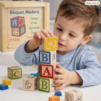 Bloques de madera – Letras y números 27 piezas