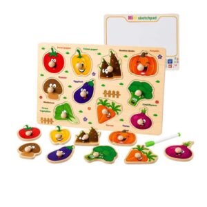 Tabla encajable 2 en 1 con tablero – Verduras